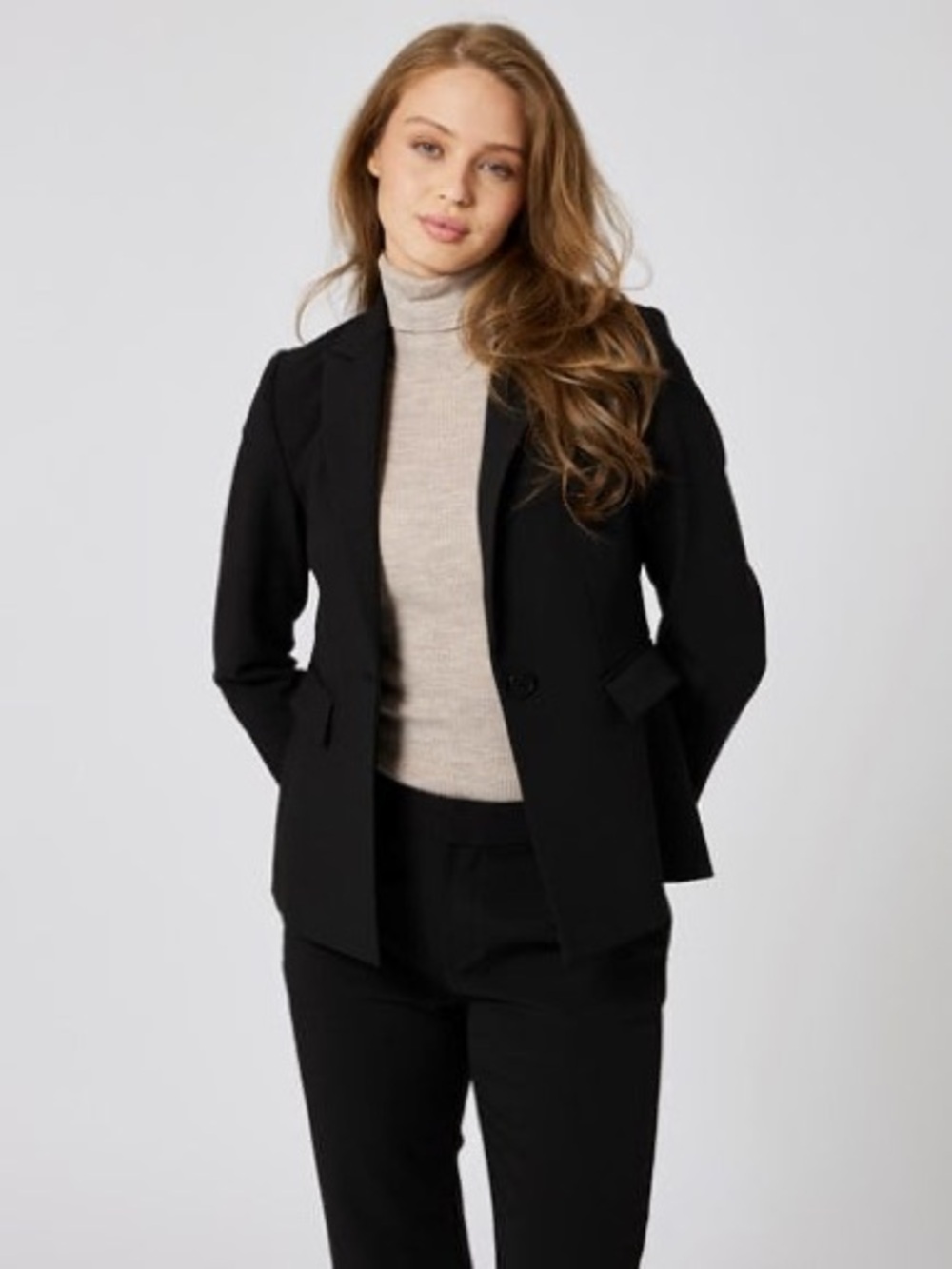 Marlowe Baby Camelhair Blazer Black Tailored Jacket Made in Italy